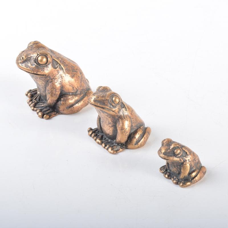 中国　古銅　蛙　紙鎮　置物　3点　N　4217