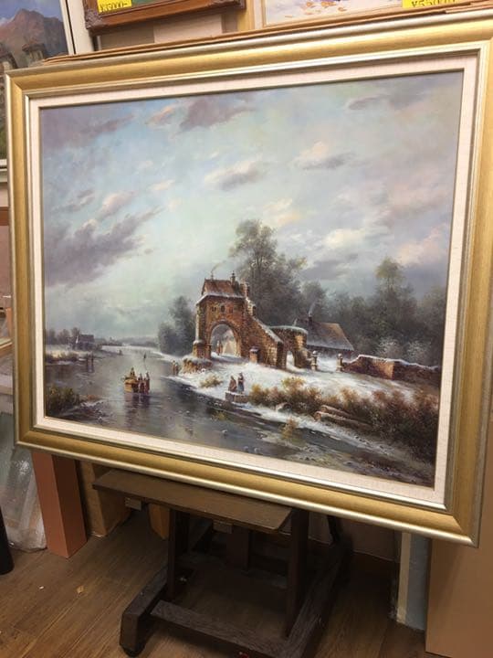 油絵  手描き 作品肉筆画 スーパーロング超大型サイズ油絵手がき