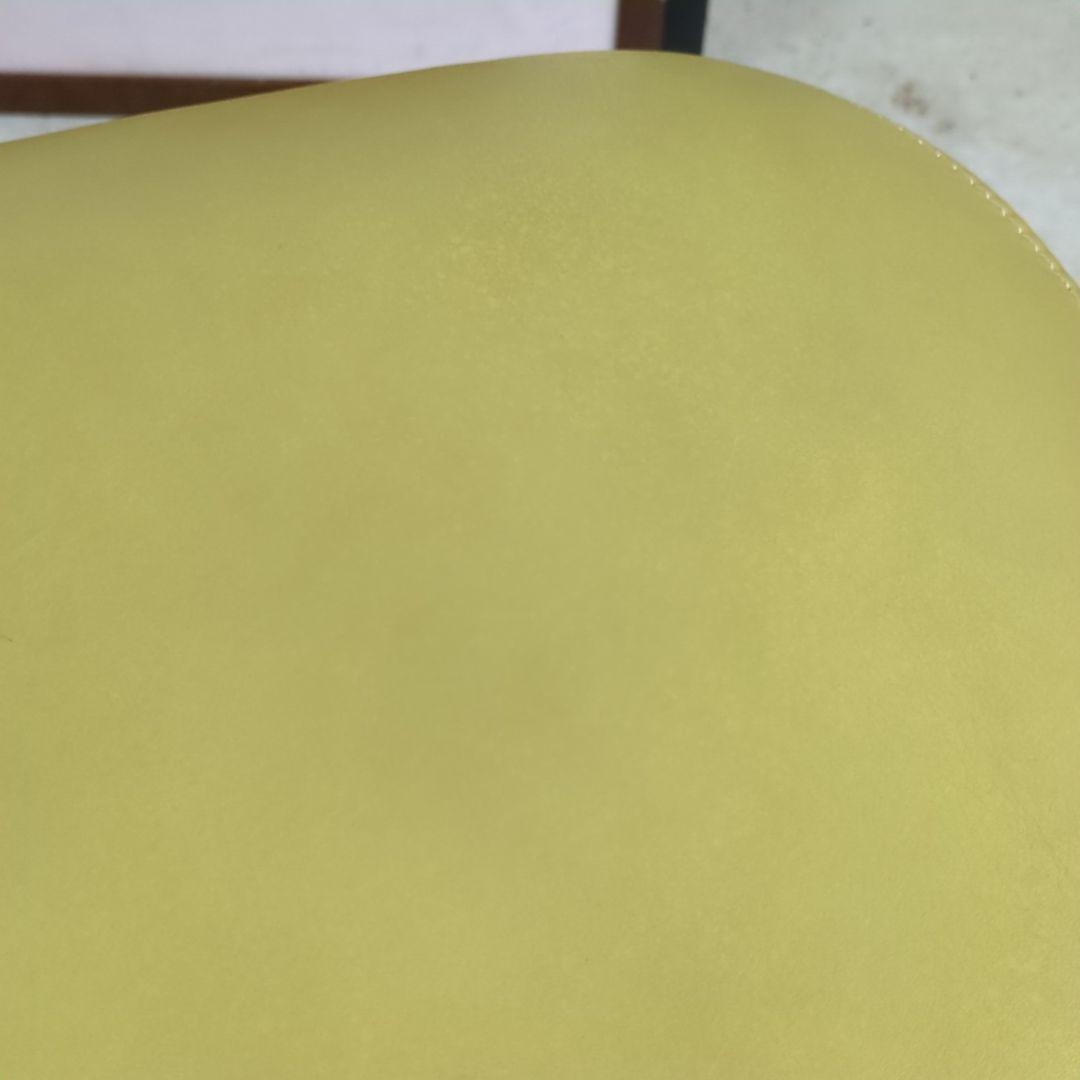 カリモク ◆ 本皮 オットマン レモンイエロー モスグリーン ベージュ レトロ