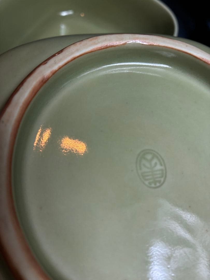 青磁 天龍寺青磁枡形向付 5客 宮永東山 共箱 荒川豊蔵の