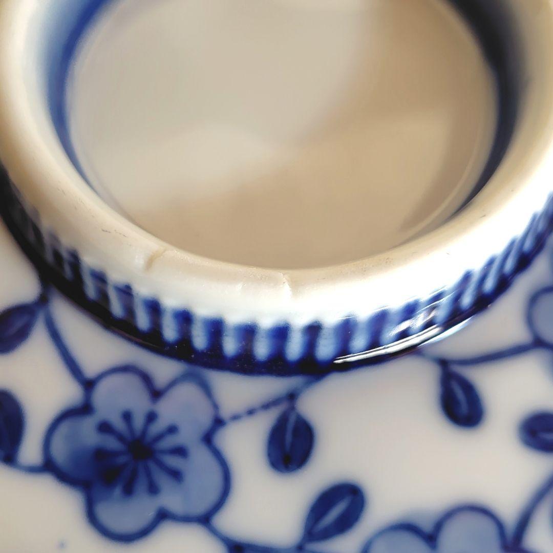 伊万里 染付 蓋付き茶碗 6客 飯碗 梅 レトロ アンティーク 冬 正月