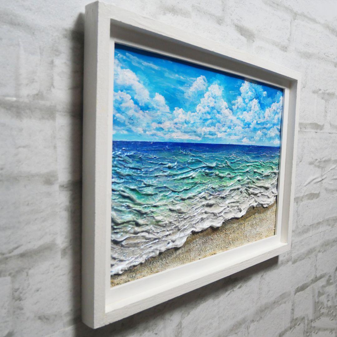 油絵 油彩 油彩画 絵 絵画【夏の砂浜の海】