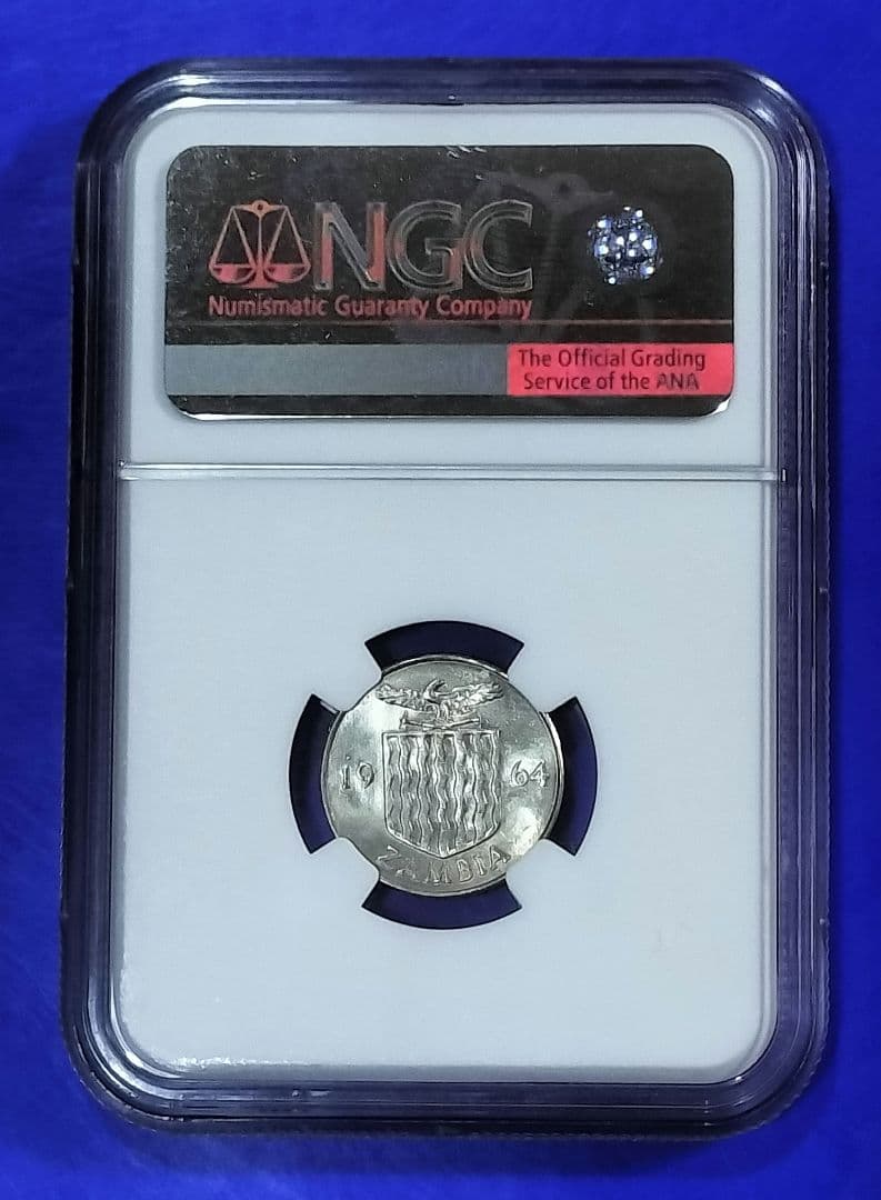 ザンビア　6ペンス硬貨　NGC MS64（アサガオのデザイン）1964年