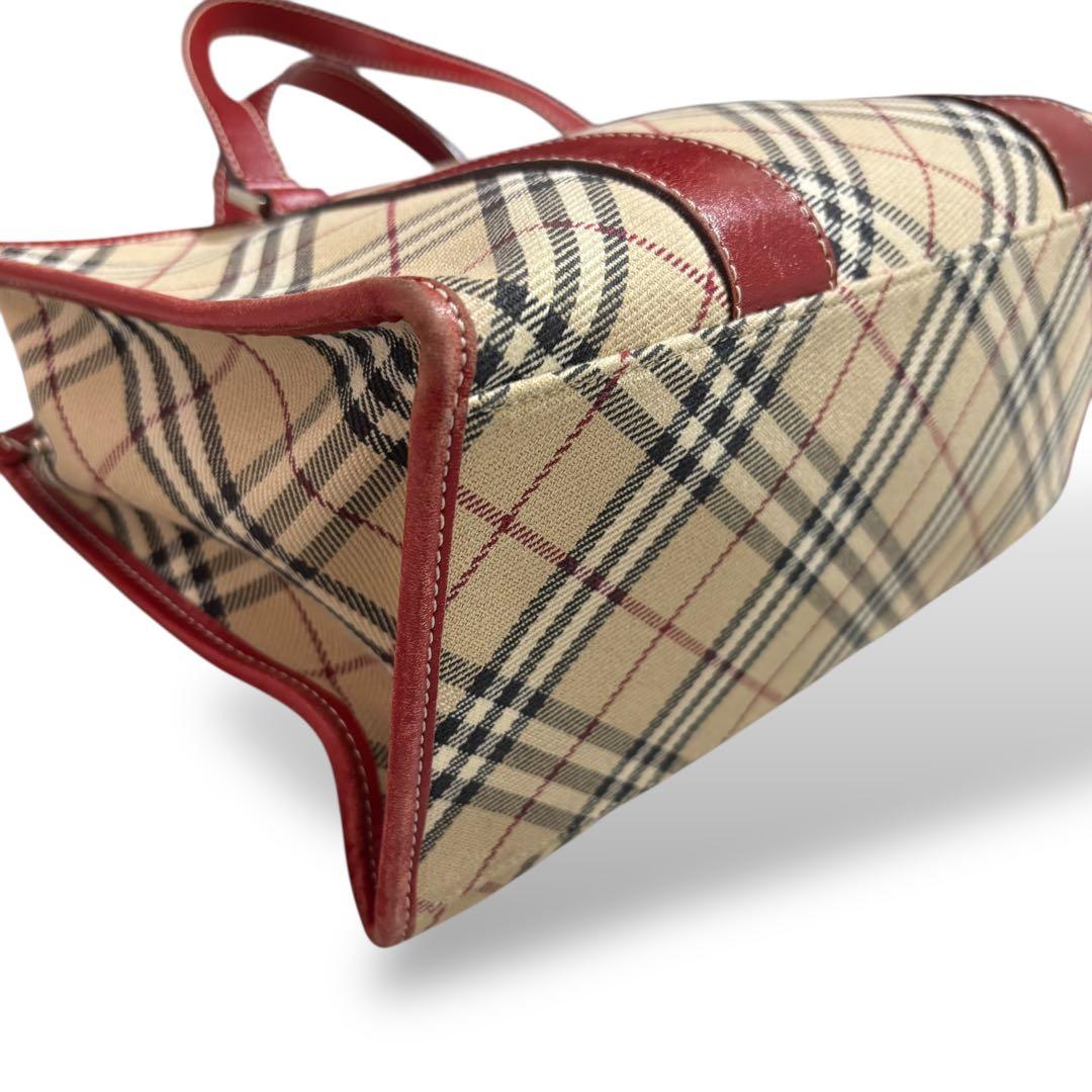 バーバリーロンドン ブルーレーベル ハンドバッグ トート ノバチェック　レッド
