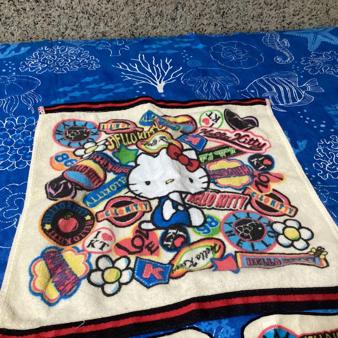 3428ハローキティマークホワイト　ハンカチ &タオルセット