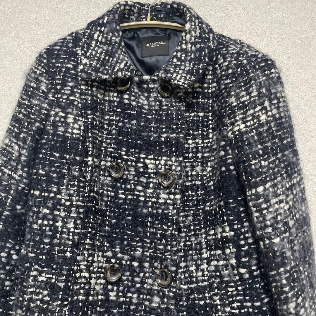 美品✨マックスマーラ 2WAY ツイード ファーコート ペプラム モヘア混 44