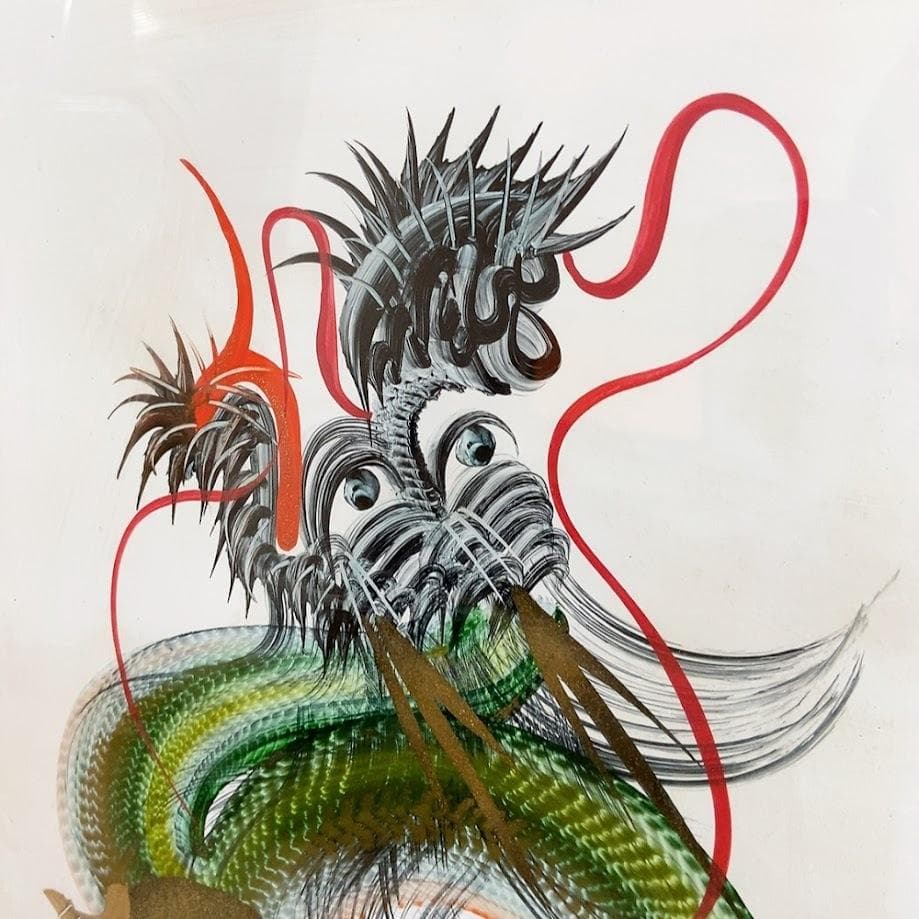 日光一筆龍 高瀬 縁起物 商売繁盛 昇龍 緑色 絵画 日本画 壁掛け 額