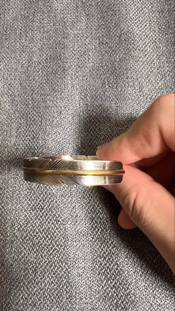 メンズ　バングル　フェザー　ゴールド　12k