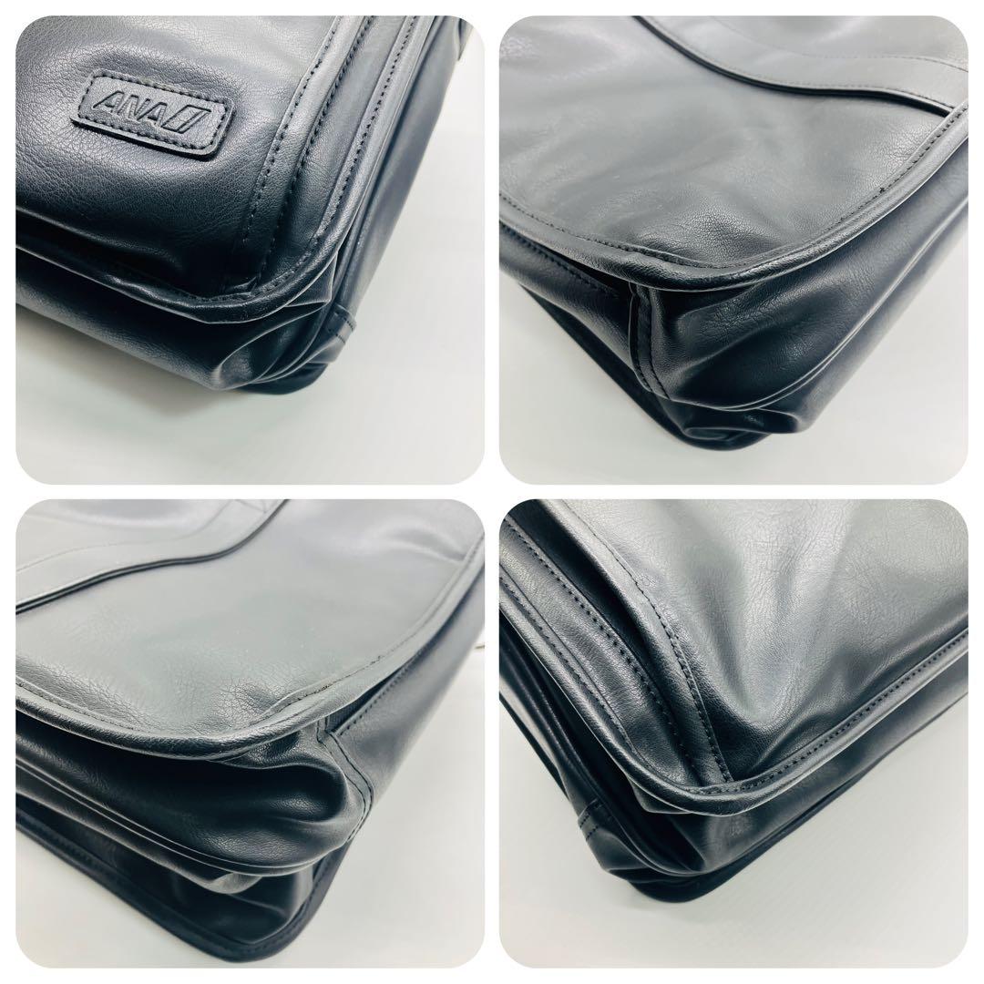 1498 極美品　ANA ビジネスバッグ　2way レザー　ブリーフケース　黒