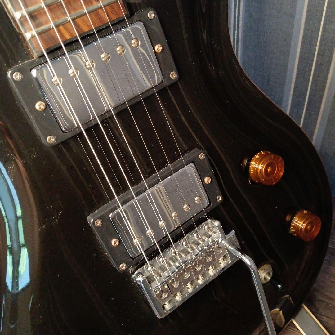 薄ボディ PRS風 セットネック ストラト ST 黒 エレキギター トレモロ