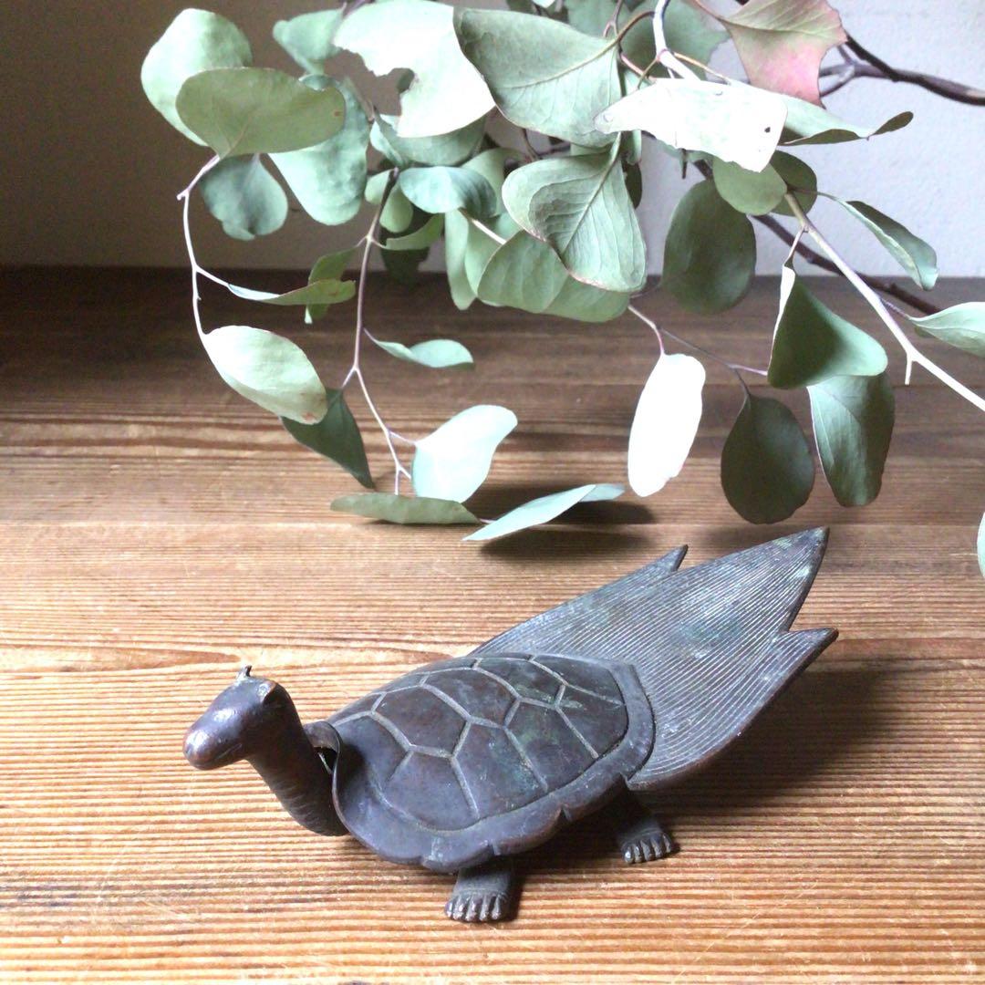 No4088 古銅 蓑亀 置物 重量177.97g ブロンズ 縁起物 送料無料 - メルカリ