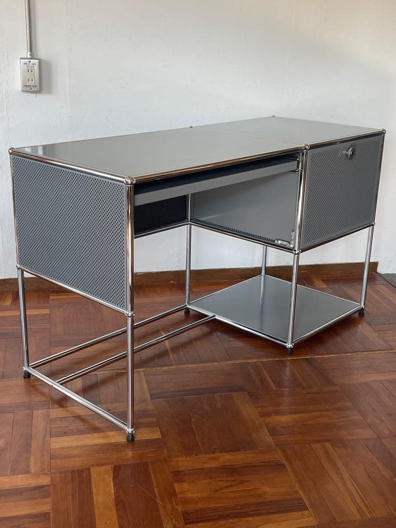 USM ハラー システム パソコン デスク キャビネット 付き マットシルバー