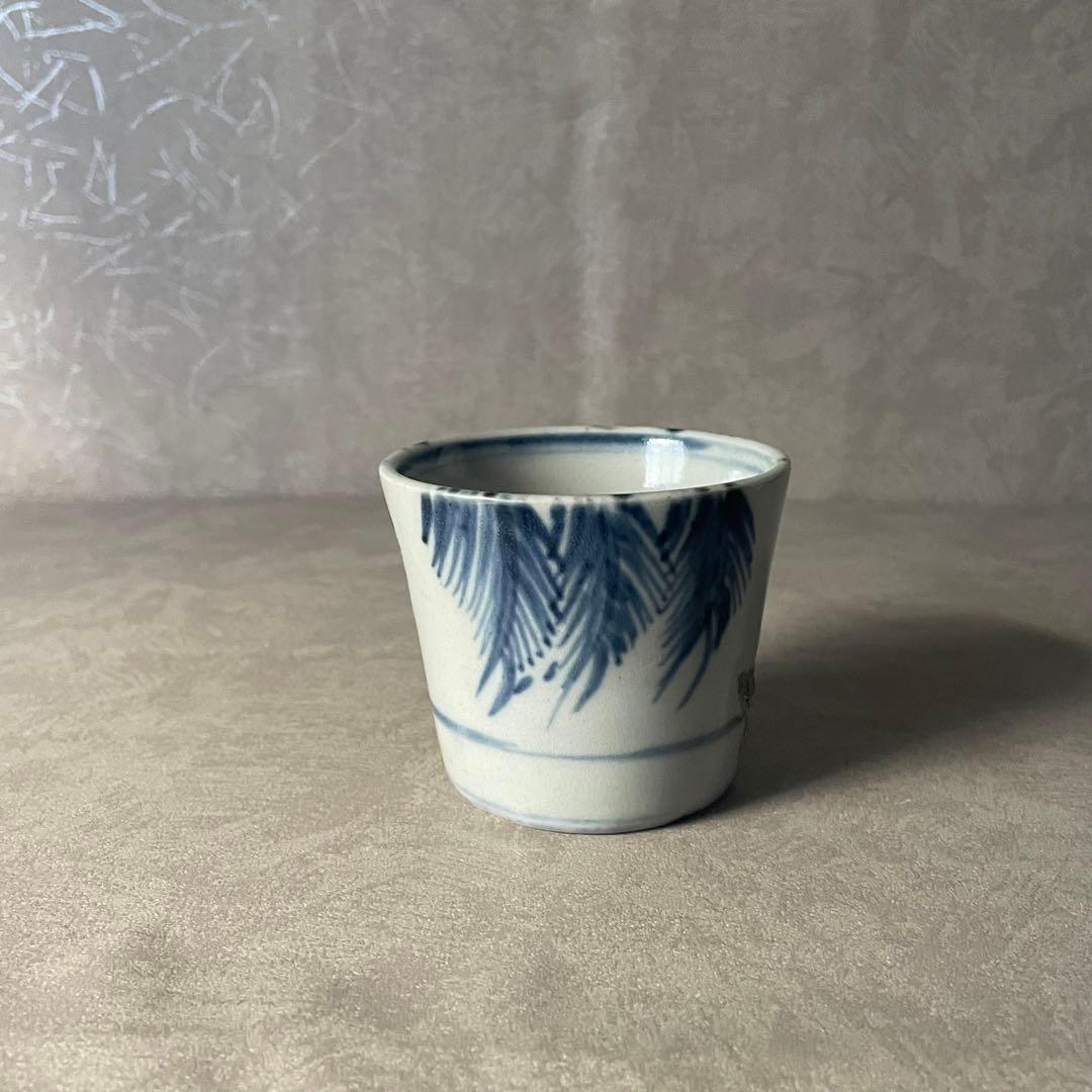 太白手柳文猪口 江戸時代 太白 美濃古陶 美濃焼 瀬戸焼 古美濃 骨董 古美術