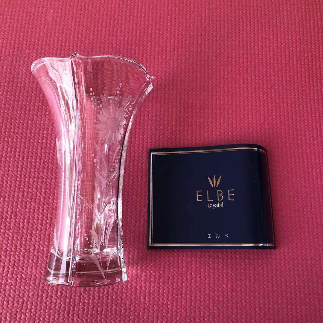 ELBE crystal エルベクリスタル 花瓶 ドイツ製 花柄 - メルカリ