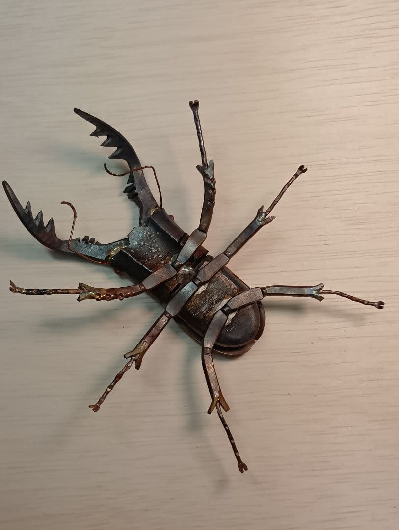 金工ノコギリクワガタ　オブジェ　ペーパーウェイト