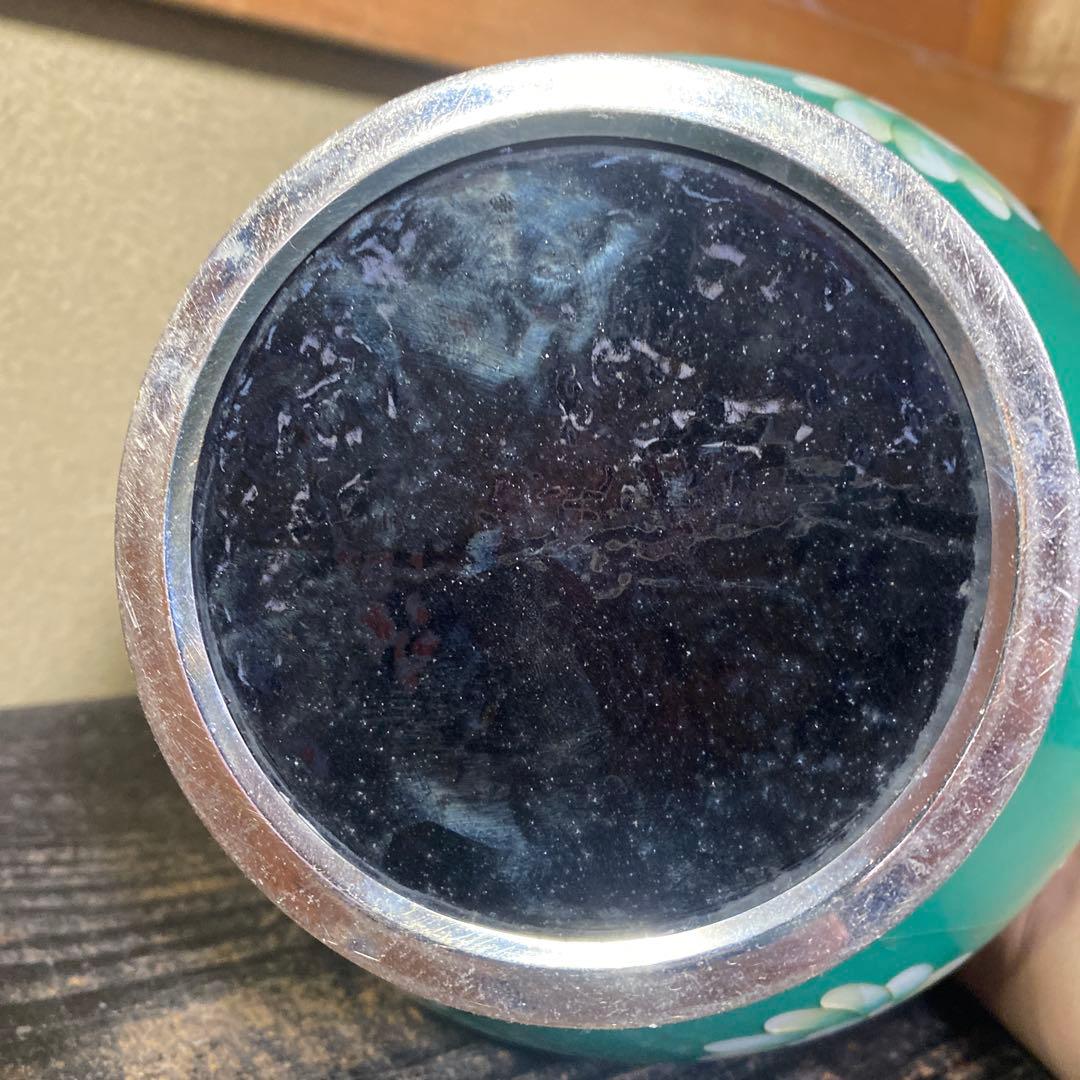 古玩 翡翠色七宝花瓶 26cm16cm