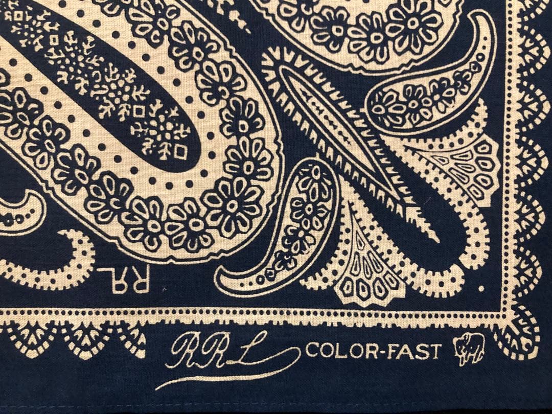 RRL ペイズリー柄 バンダナ ネイビー/アイボリー　未使用