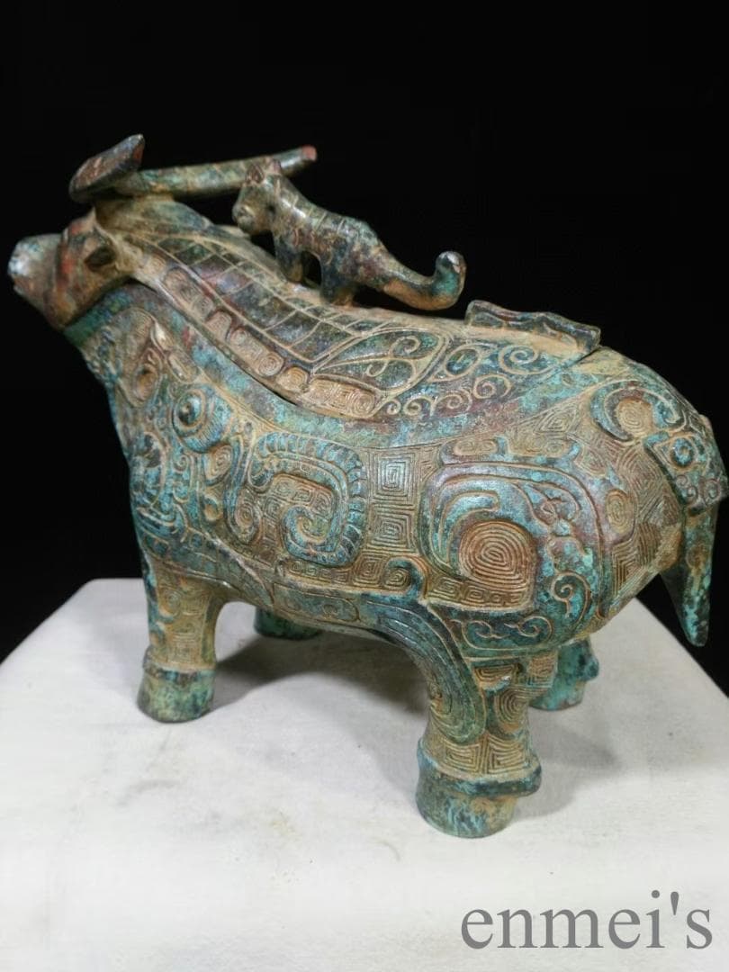 中国古美術 商代 青銅器 牛尊 禮器 酒器 亞長 武官 帝王器物 古代青銅 酒具