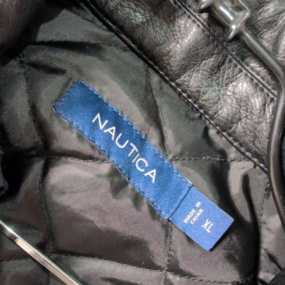 美品 NAUTICA フェイクレザー 中綿 ブルゾン ジャケット XL