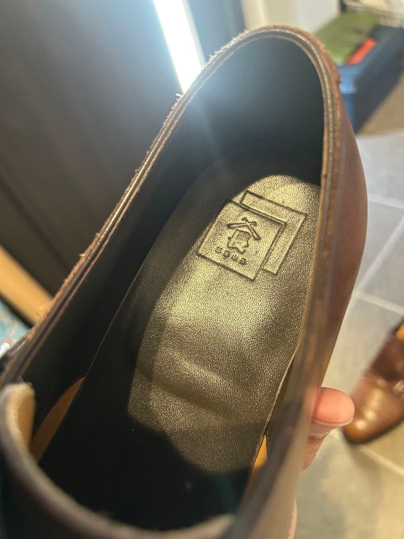 美品　三陽山長　源四郎　ブラウン ダブルモンクストラップ