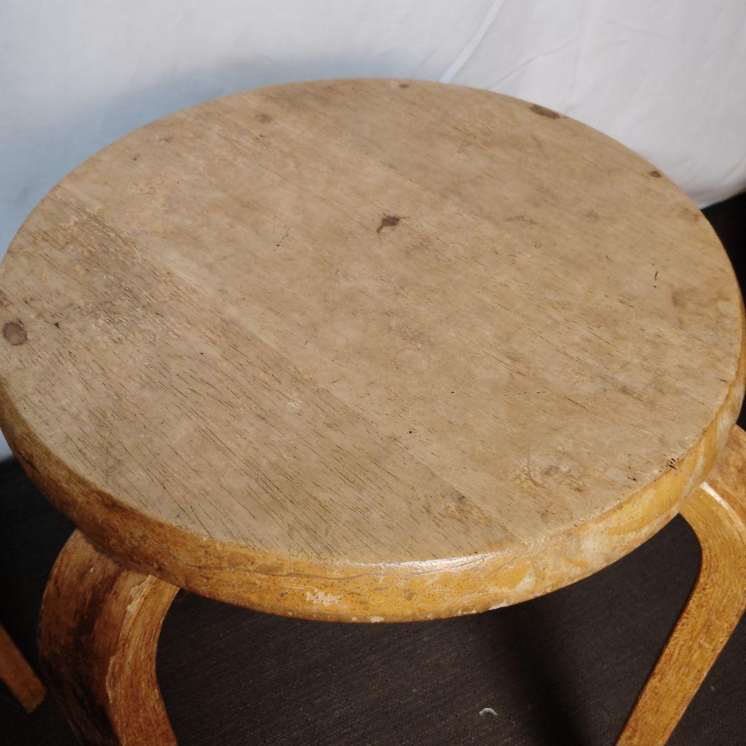 木製 丸椅子 スタッキングスツール レトロ 4脚セット