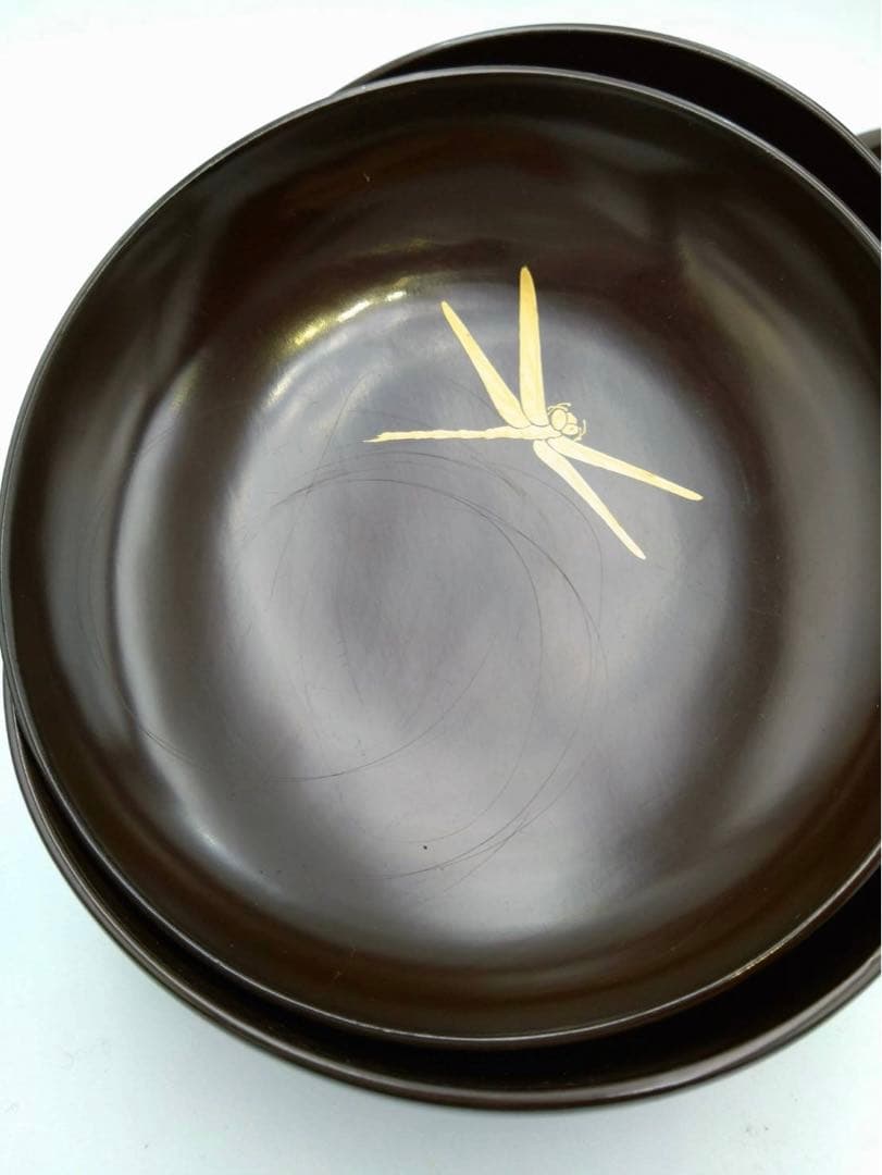 最高級 蓋付き汁椀 2客 お吸物 金漆塗 高蒔絵 芭蕉