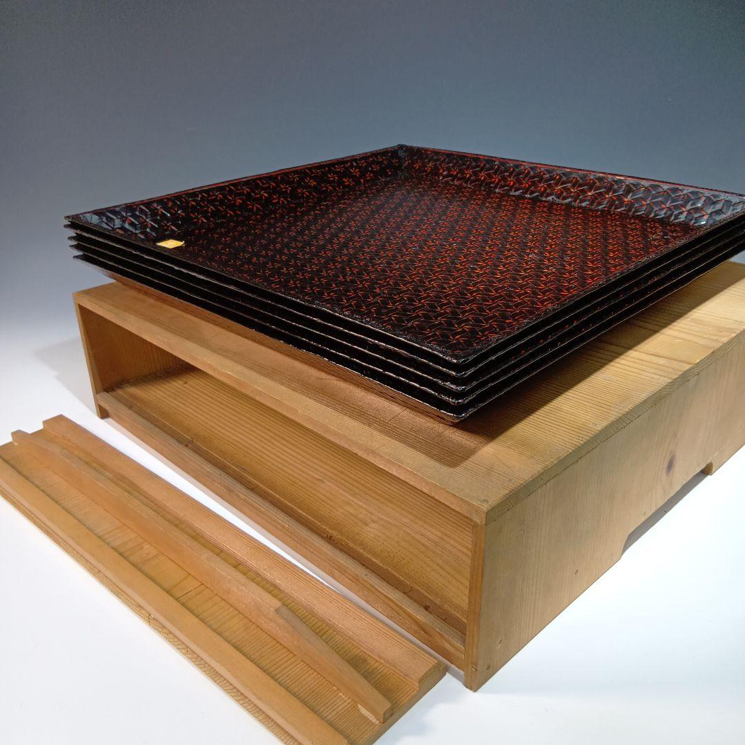 値下げ籃胎漆器　久留米(赤松製)懐石膳5枚