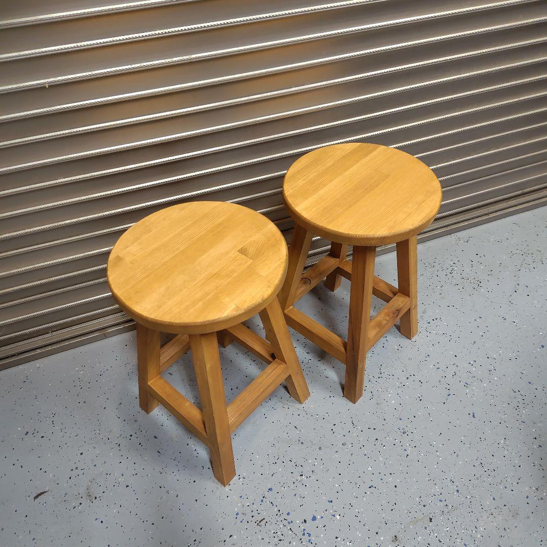 木製 丸イス スツール ハンドメイド 座面高45cm 2脚 - メルカリ