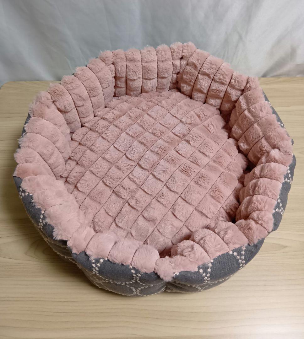 ❤Mサイズ❤ペットベッド♪dopタンバリン ❦グレー✕ピンク❦
