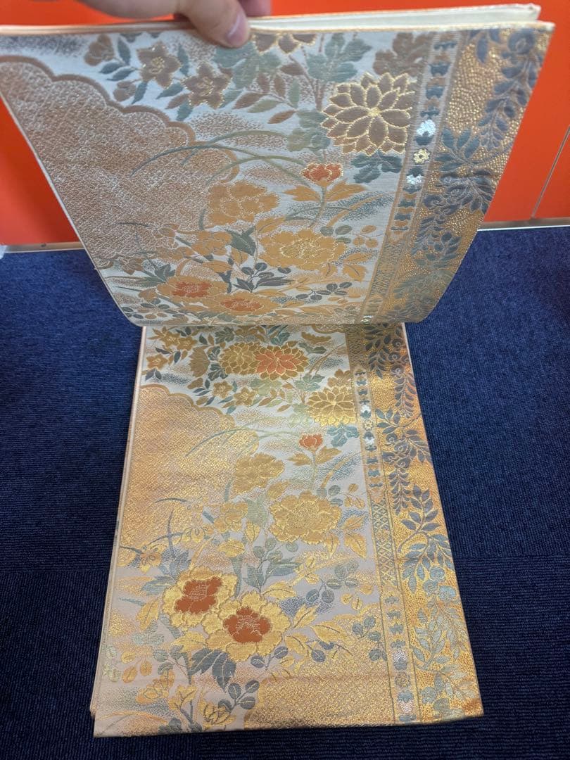 1930 袋帯 古代彫金紋 西陣織 金糸 高級上質上品 約440cm