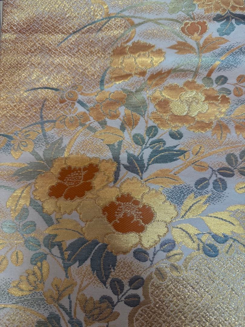 1930 袋帯 古代彫金紋 西陣織 金糸 高級上質上品 約440cm