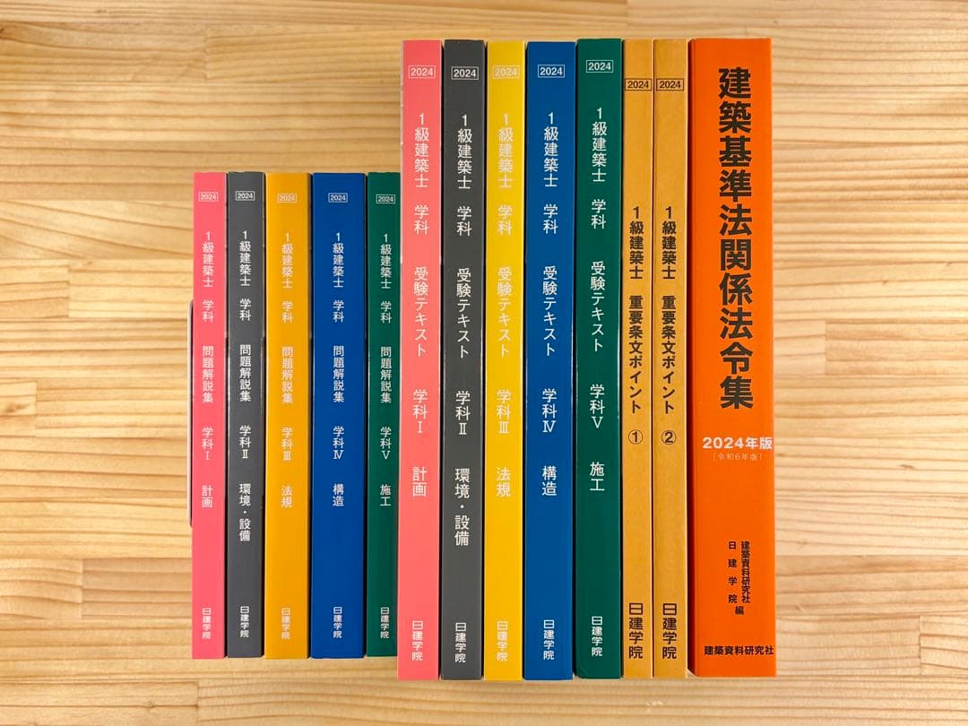 2024年版】1級建築士 日建学院テキスト&問題集5教科+法令集セット