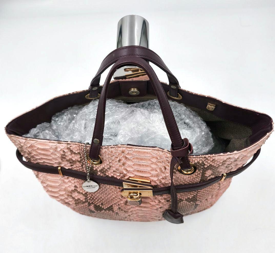 【希少 WEL公認】ダイヤモンドパイソン ハンドバッグ ピンク A4 鍵付