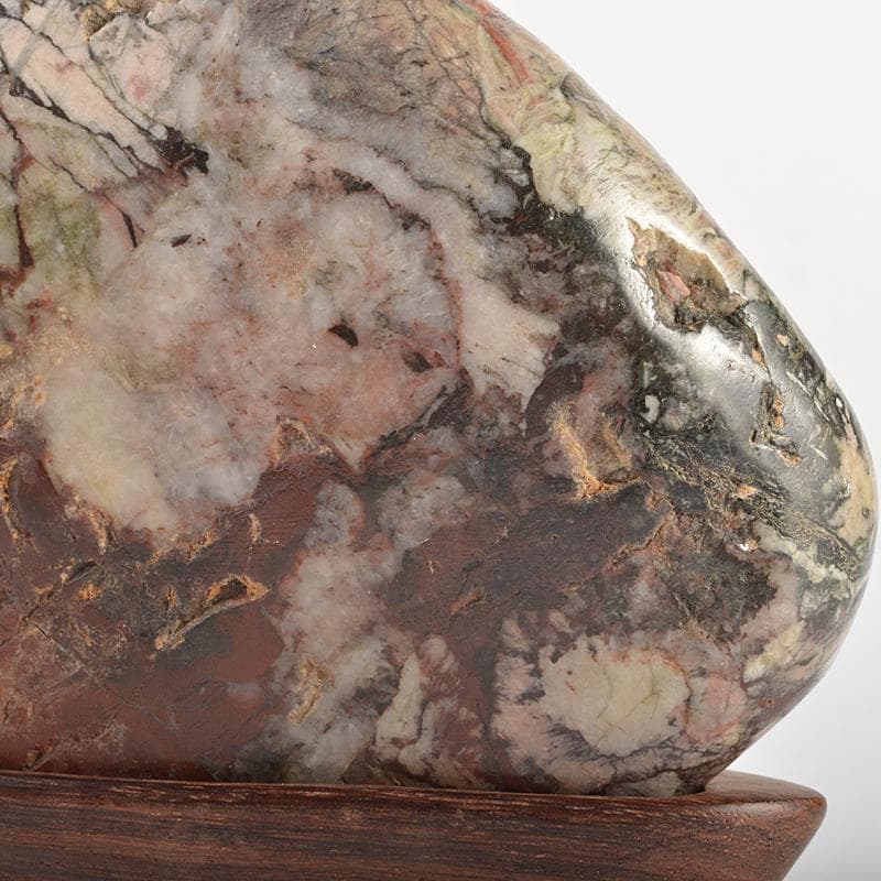 天然石 鑑賞石 菊花石 置物 重さ約1127g 唐木台付 C R7298の通販はau