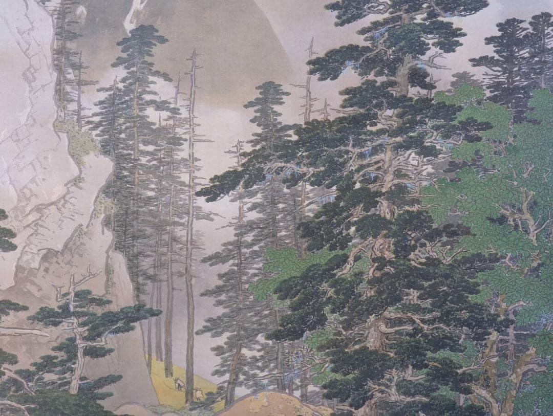 真作】【複製】掛軸 川合玉堂 工芸画 駒ケ岳 山の静寂 箱入 S109