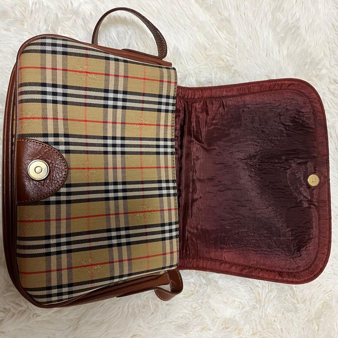 Burberry ノバチェック ブラウンレザー ショルダーバッグ