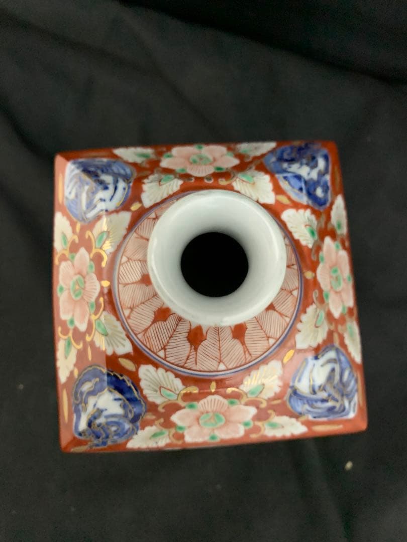 二重角福　美人画　色絵金彩　角瓶　壷　徳利　一輪挿し　古伊万里