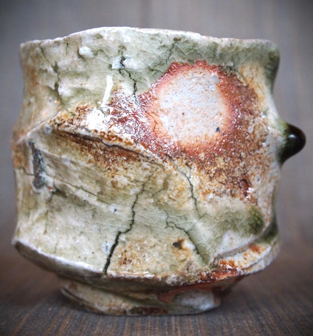 1080★新学【師＆父：新歓嗣】伊賀鎬湯のみC★ビードロ★共箱・共布