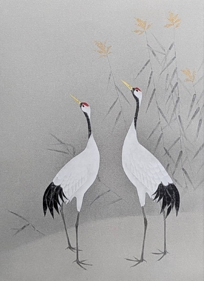 専用【真作】【美品】上村淳之「双鶴」【シルクスクリーン】【直筆