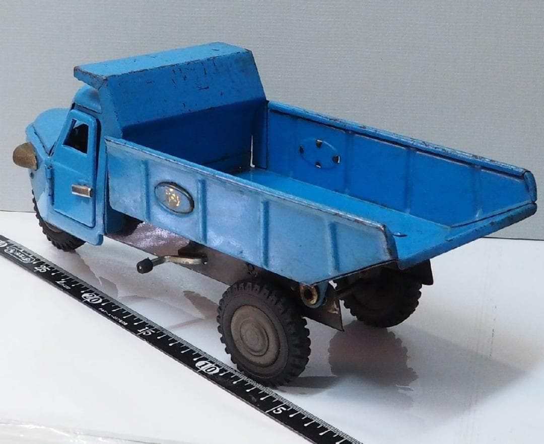 マルサン【ジャイアント三輪ダンプ トラック水色ブルー】ブリキ自動車TIN【箱無】