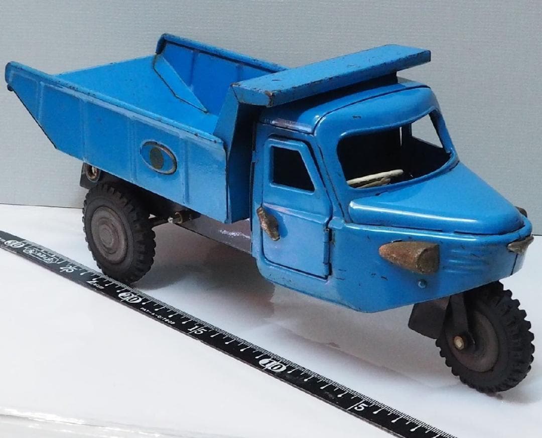 マルサン【ジャイアント三輪ダンプ トラック水色ブルー】ブリキ自動車TIN【箱無】