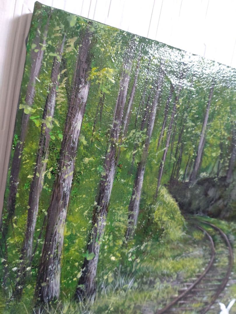 兎の油絵【廃線とウサギ】1点物/油彩画/絵画/F3号キャンバス