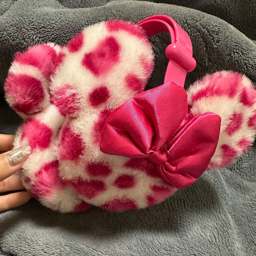 ディズニー】ミニー ヒョウ柄 イヤーマフ ピンク