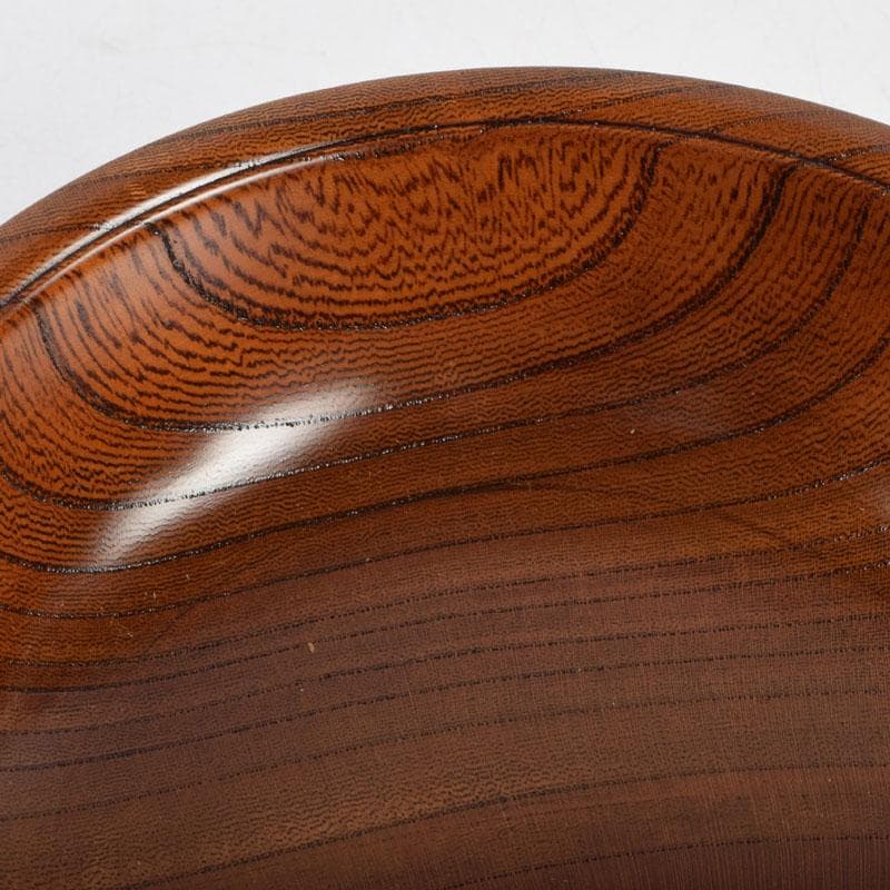 茶道具　山中漆器　挽物師　平田秋平作　欅変り筋　菓子鉢　共布共箱　V　9020