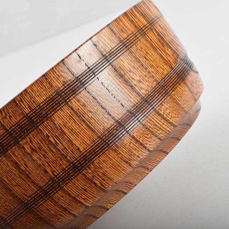 茶道具　山中漆器　挽物師　平田秋平作　欅変り筋　菓子鉢　共布共箱　V　9020