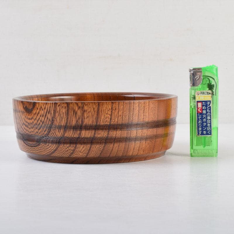 茶道具　山中漆器　挽物師　平田秋平作　欅変り筋　菓子鉢　共布共箱　V　9020