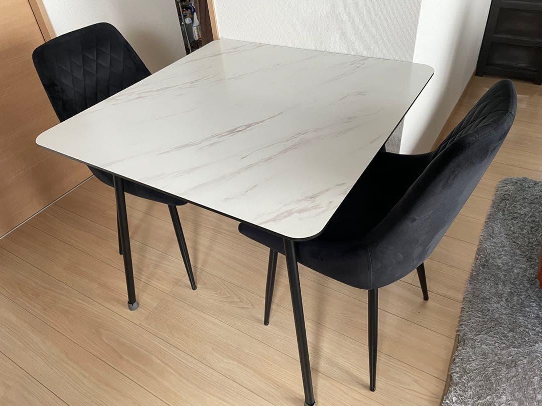 【東京インテリア】80×80 ダイニングテーブル 石目調 2人用 コンパクト