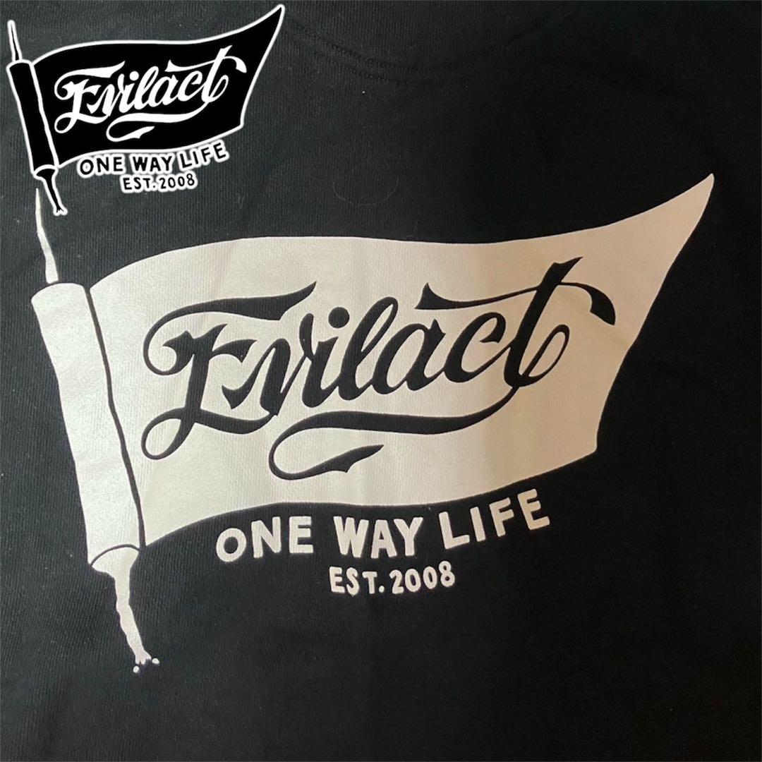 EVILACT ヘビーオンス 刺繍&プリントパーカー 黒 Lサイズ