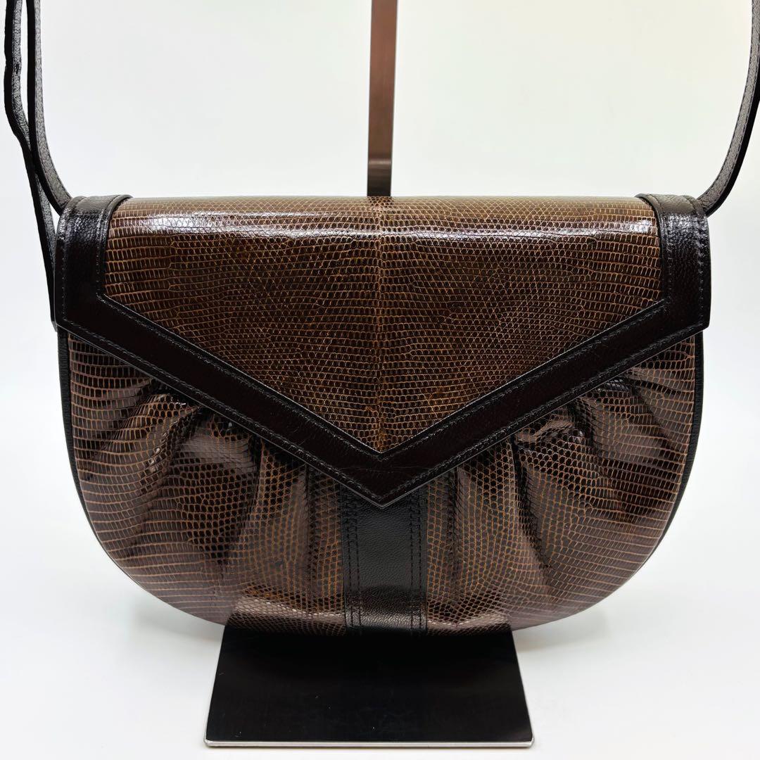 【極美品】JRA イヴサンローラン ショルダーバッグ リザード レザー 2way