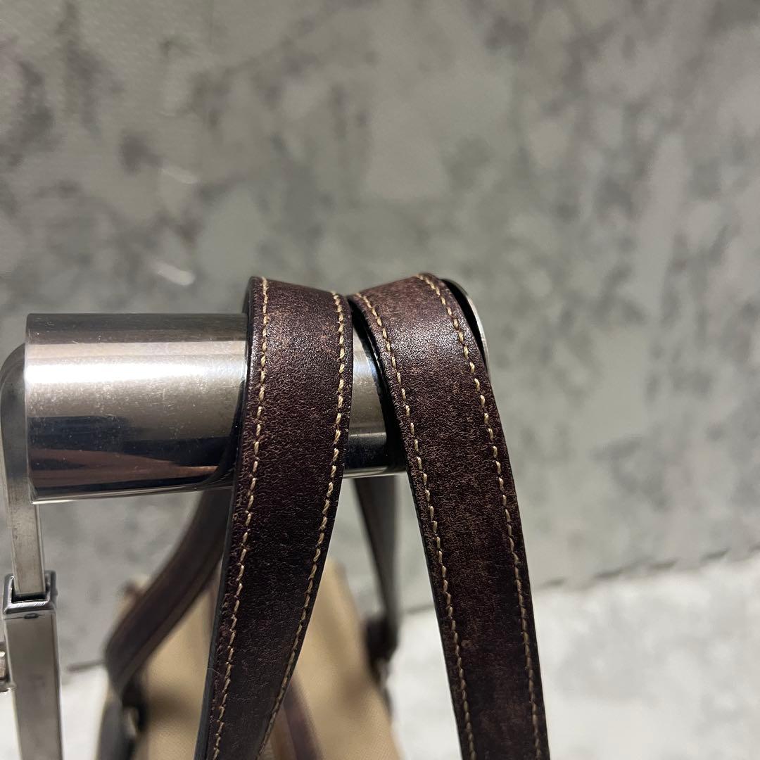 プラダ ロゴジャガード ミニボストン ハンドバッグ キャンバス レザー ベージュ